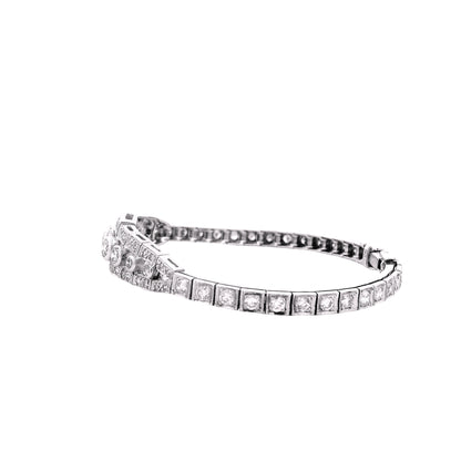 14k White Gold 2.50ctw Round Brilliant Diamond Art Deco Cluster Bracelet — photo 10 of 11