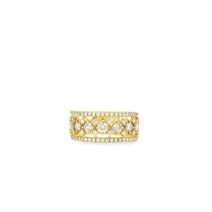Gabriel and Co. 14k Yellow Gold Three Row 1.12ctw Diamond Wide Band Ring — photo 10 of 10