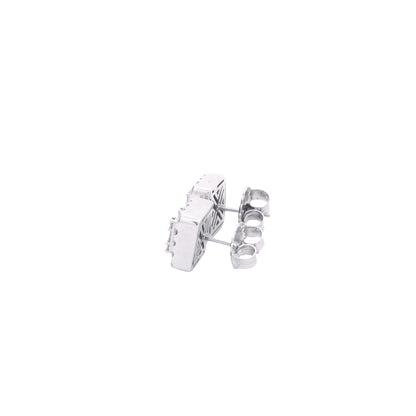 14k White Gold Baguette and Round Diamond Cluster Stud Earrings — photo 10 of 10