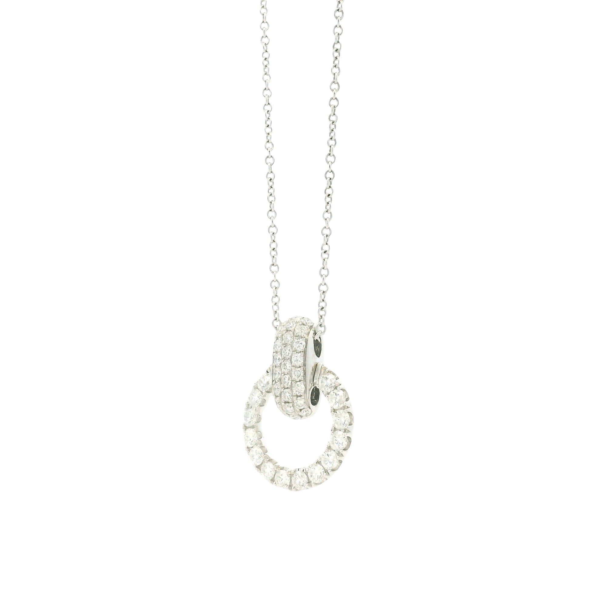 18k White Gold 1.41ctw Round Brilliant Diamond Pavé Circle Pendant Necklace — photo 10 of 10