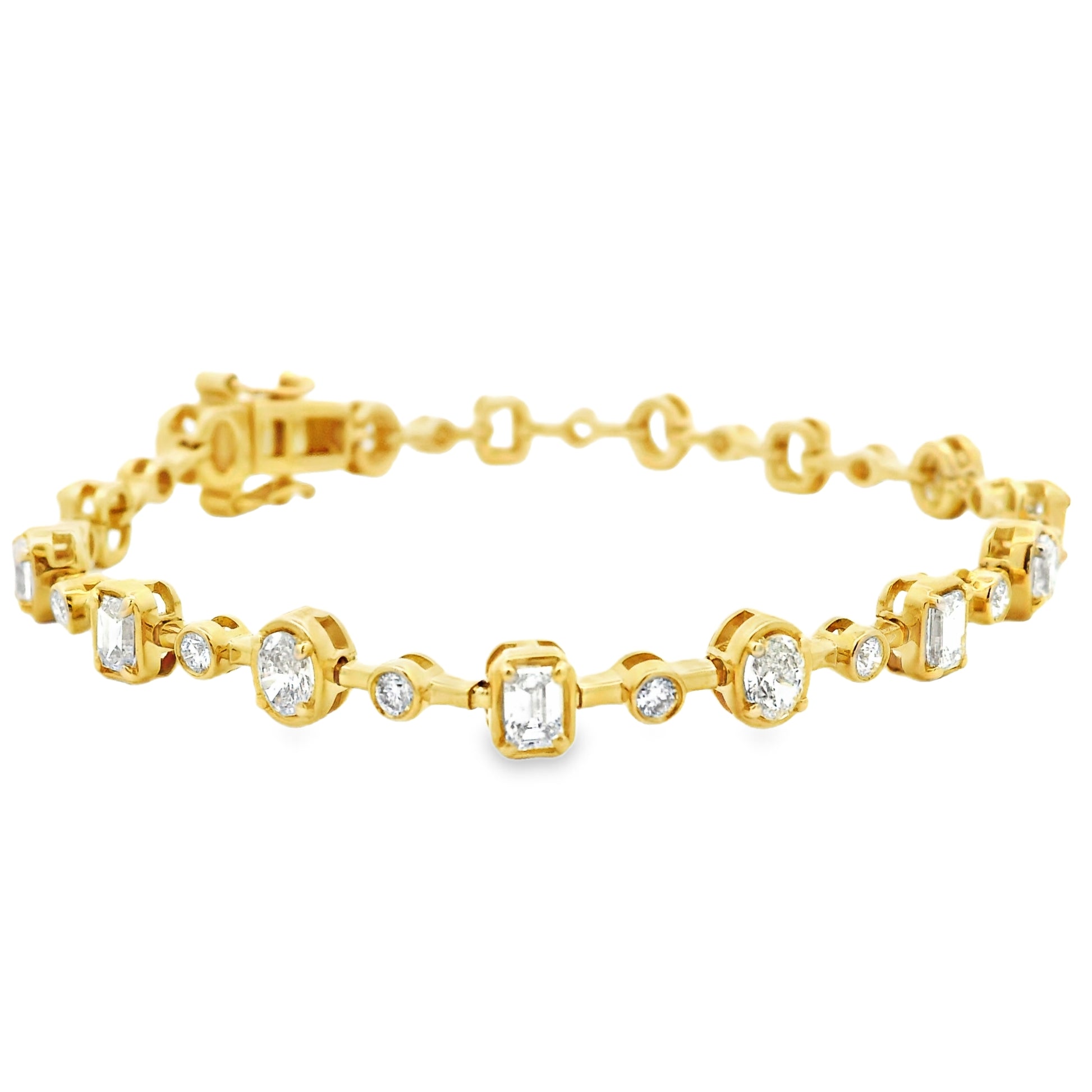 14k Yellow Gold 3.58ctw Mixed Cut Diamond Tennis Bracelet — photo 10 of 10