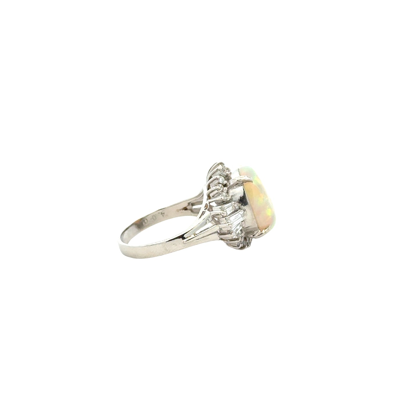 Platinum Opal and Diamond Halo Ring — photo 10 of 11
