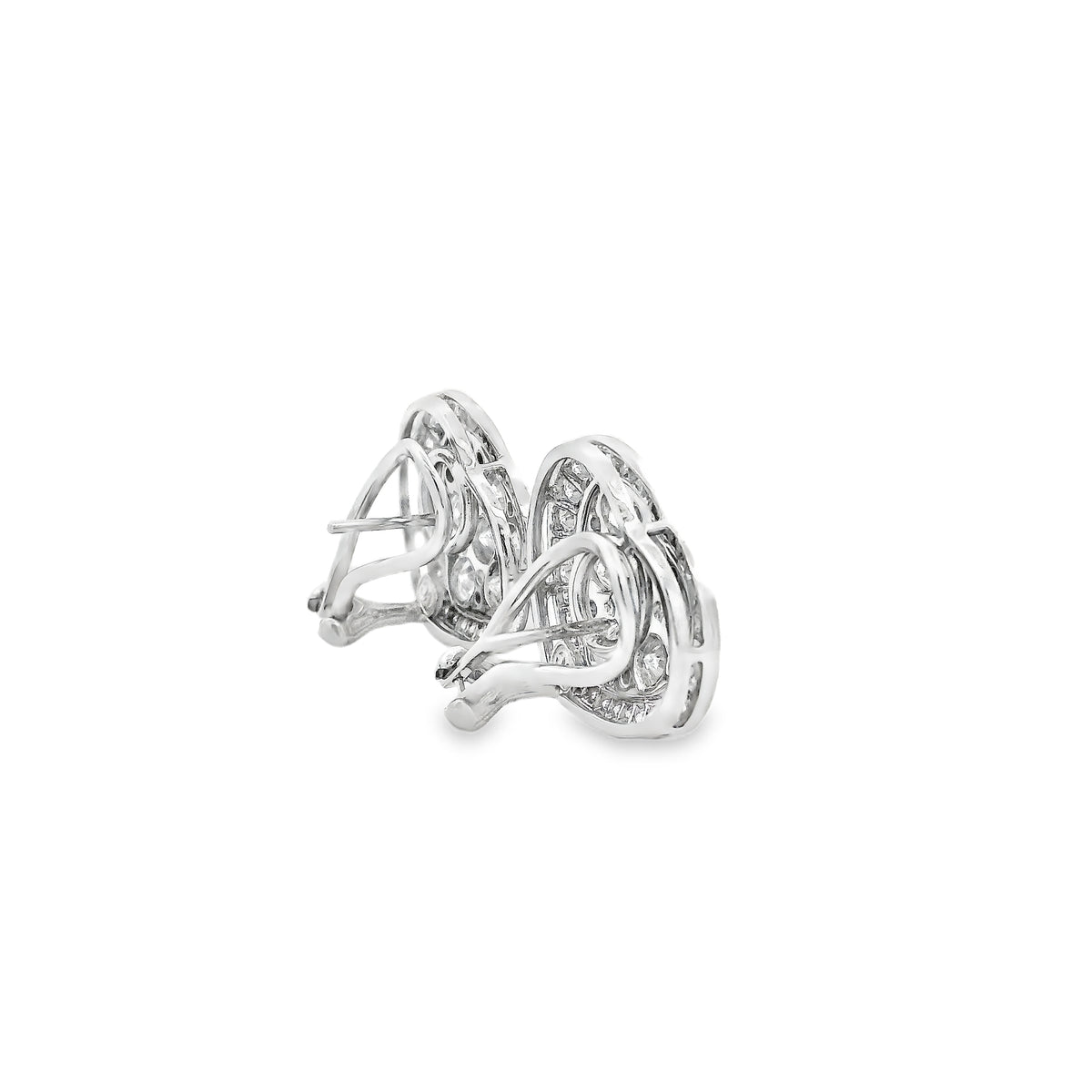 Platinum 8.00ctw Round Brilliant Diamond Heart Shape Cluster Earrings — photo 10 of 11