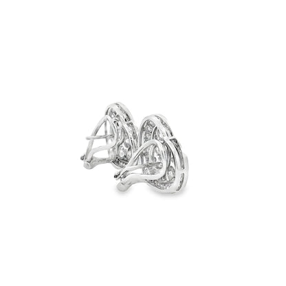 Platinum 8.00ctw Round Brilliant Diamond Heart Shape Cluster Earrings — photo 10 of 11