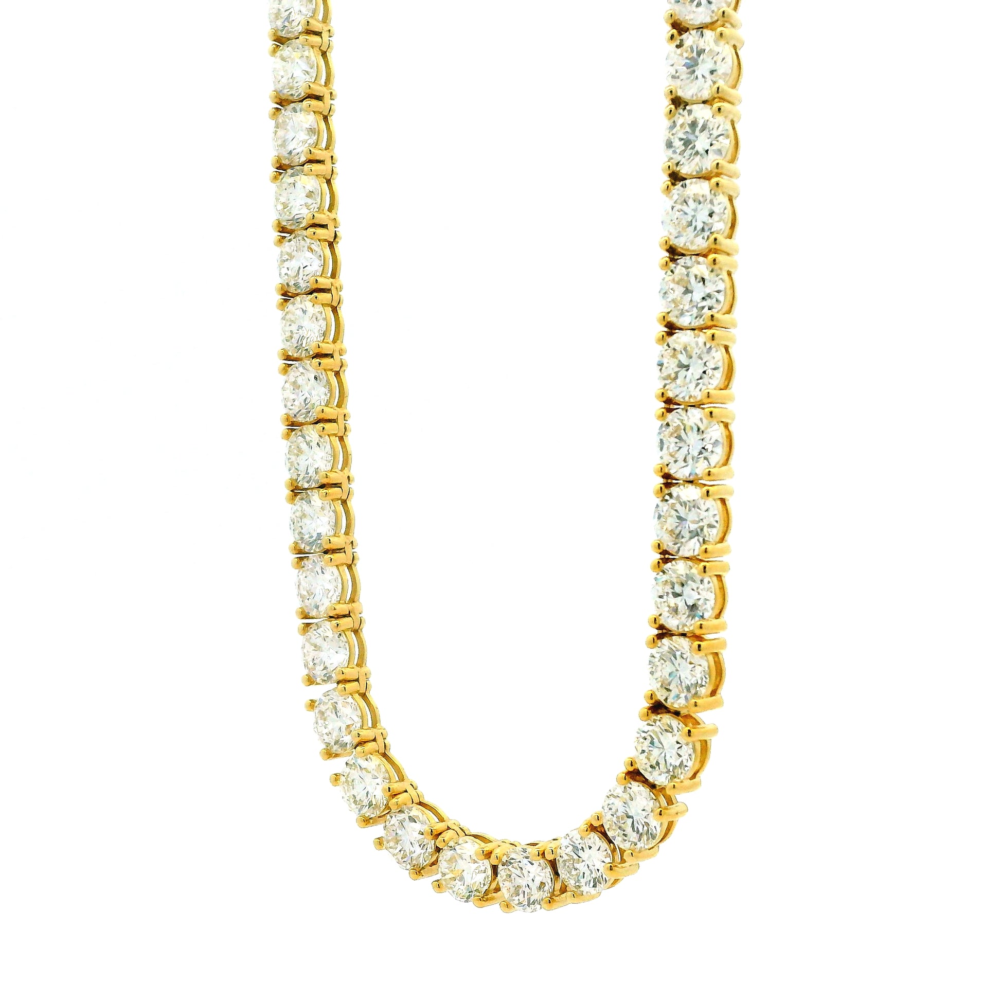 14k Yellow Gold 41.15ctw Round Brilliant Diamond Tennis Necklace 17" — photo 10 of 10