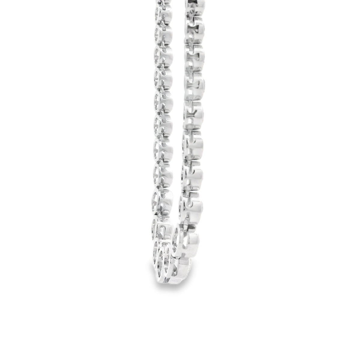 18k White Gold 6.54ctw Round Natural Diamond Half-Way Bezel Set Tennis Necklace 17" — photo 10 of 14