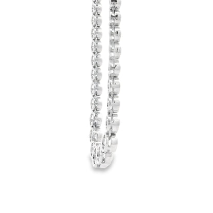 18k White Gold 6.54ctw Round Natural Diamond Half-Way Bezel Set Tennis Necklace 17" — photo 10 of 14