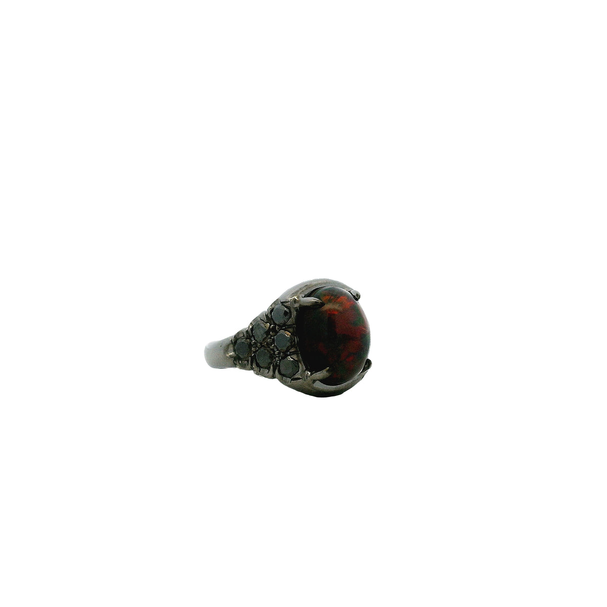 18k White Gold 1.50ct Oval Black Opal and 0.50ctw Pavé Diamond Ring — photo 10 of 10