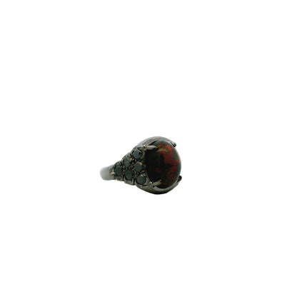 18k White Gold 1.50ct Oval Black Opal and 0.50ctw Pavé Diamond Ring — photo 10 of 10