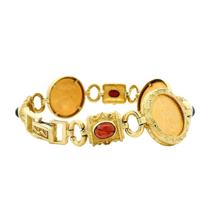 14k Yellow Gold American Eagle Coin Bracelet with Cabochon Gemstones — photo 10 of 10
