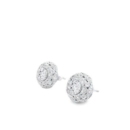 Effy 14k White Gold 0.50ctw Round Brilliant Diamond Pavé Button Stud Earrings — photo 10 of 11