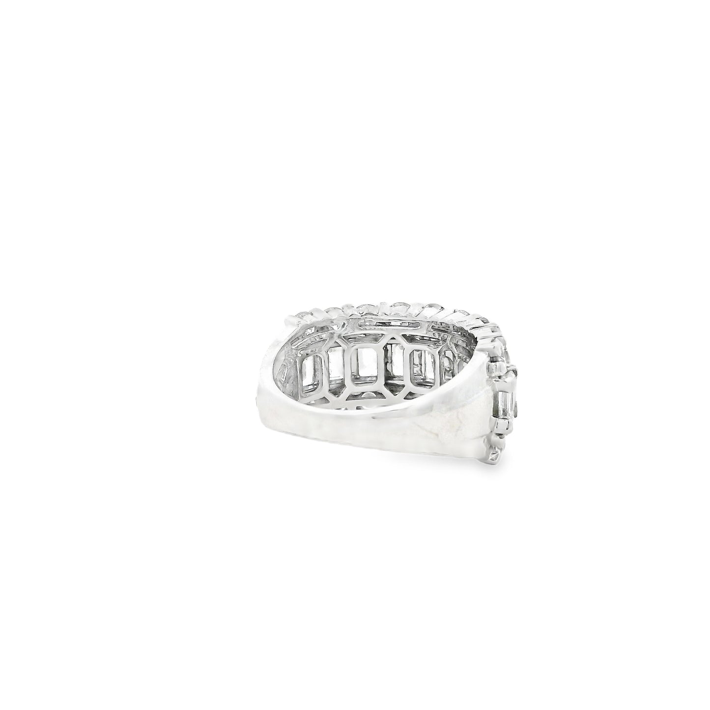14k White Gold 5.09ctw Round and Baguette Cut Lab-Grown Diamond Three-Row Fashion Band — photo 10 of 11