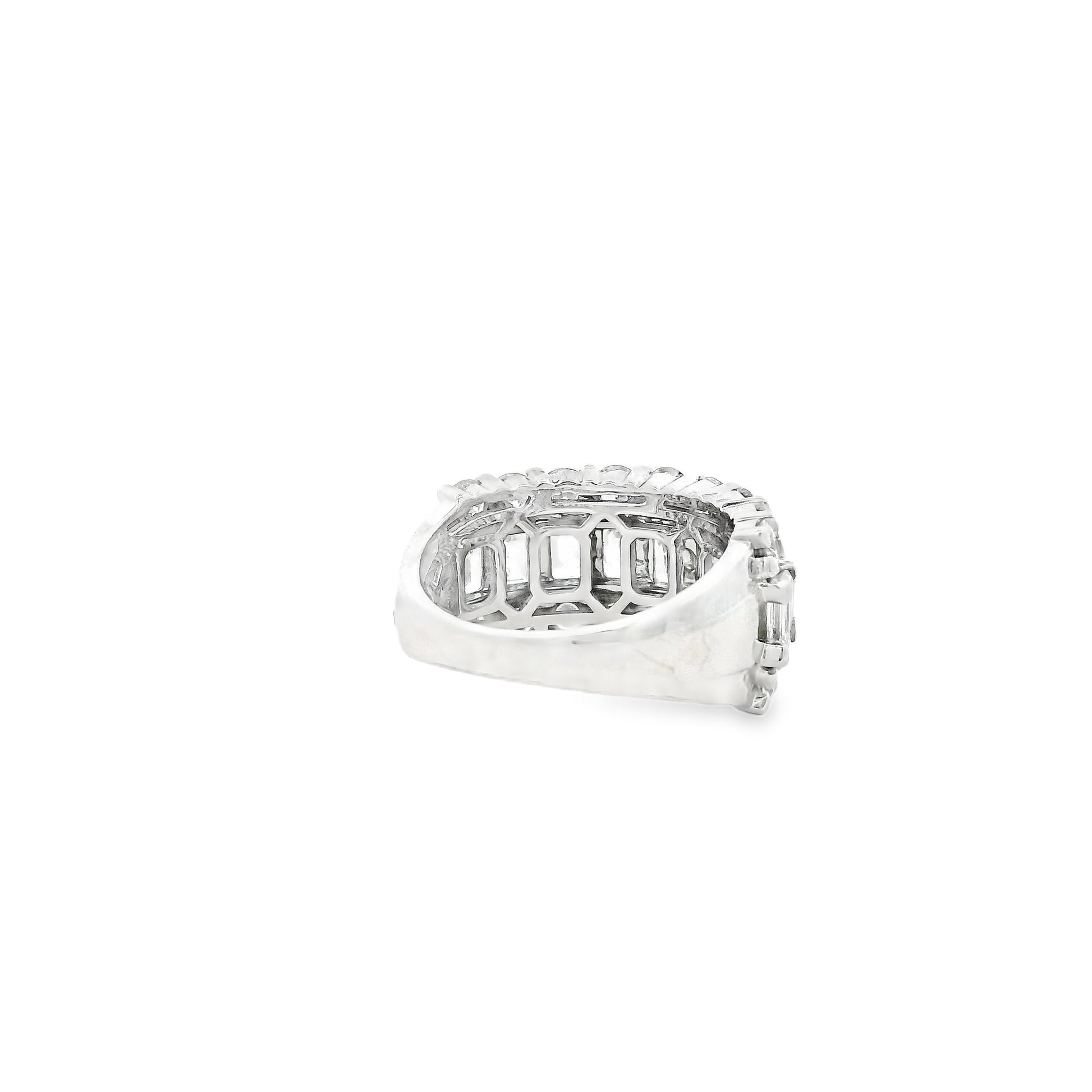 14k White Gold 5.09ctw Round and Baguette Cut Lab-Grown Diamond Three-Row Fashion Band — photo 10 of 11