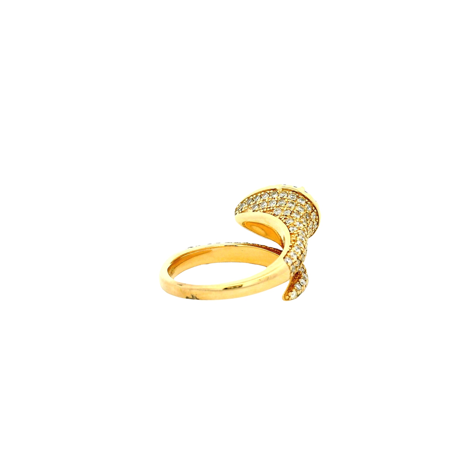 14k Yellow Gold 1.23ct Pear Cut Natural Emerald and 1.15ctw Diamond Halo Pavé Crossover Ring — photo 10 of 15