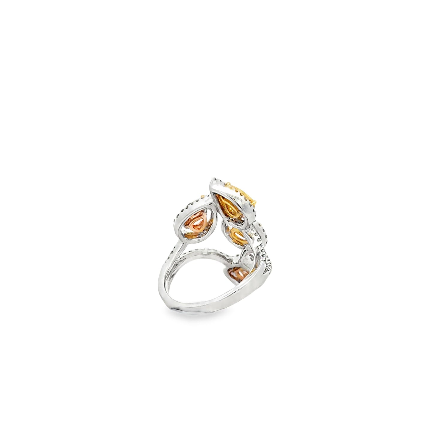 18k White Gold 2.44ct Natural Fancy Colored Diamond Floral Cluster Ring — photo 10 of 13