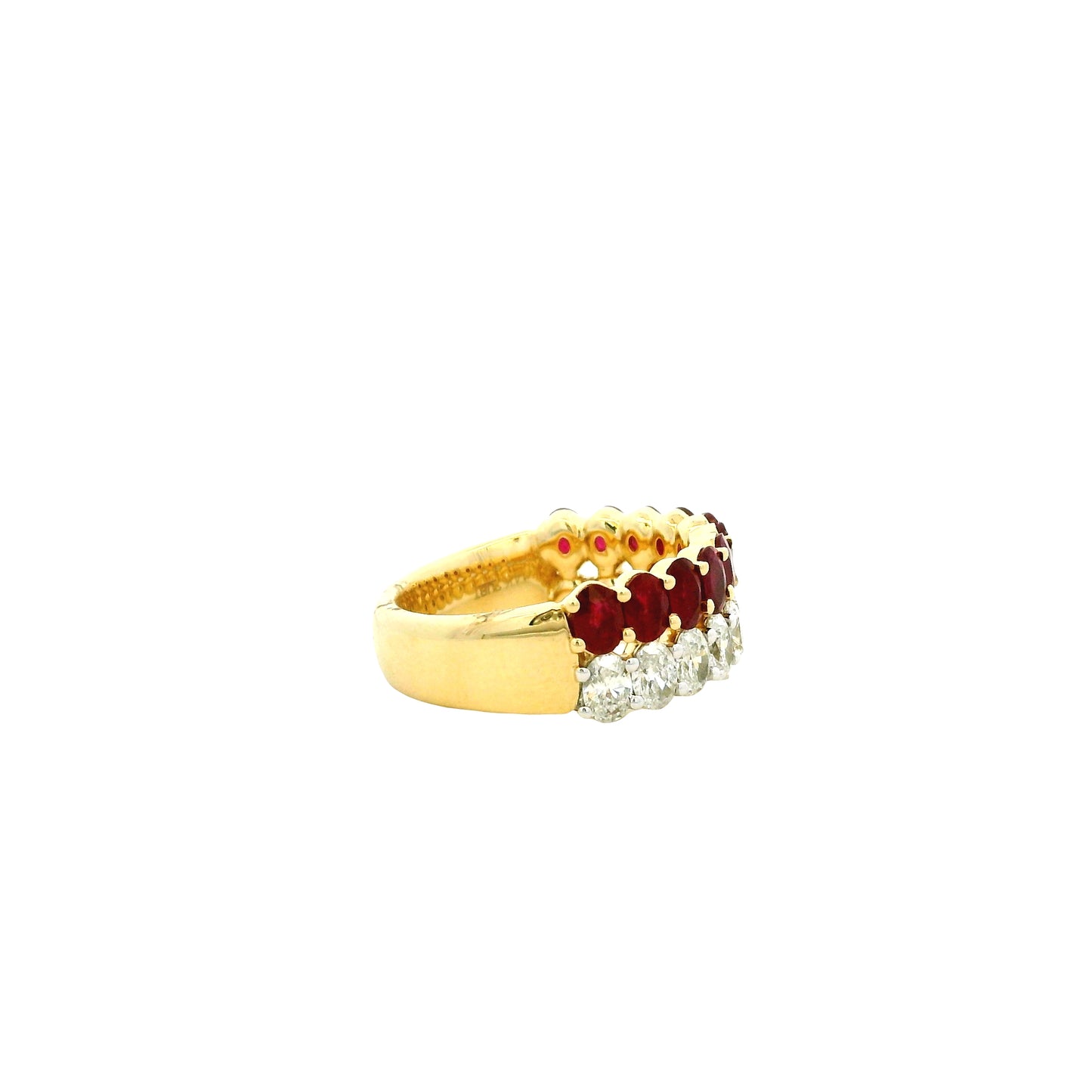 14k Yellow Gold 1.51ct Oval Diamond and 2.10ctw Ruby Two Row Cocktail Ring — photo 10 of 11