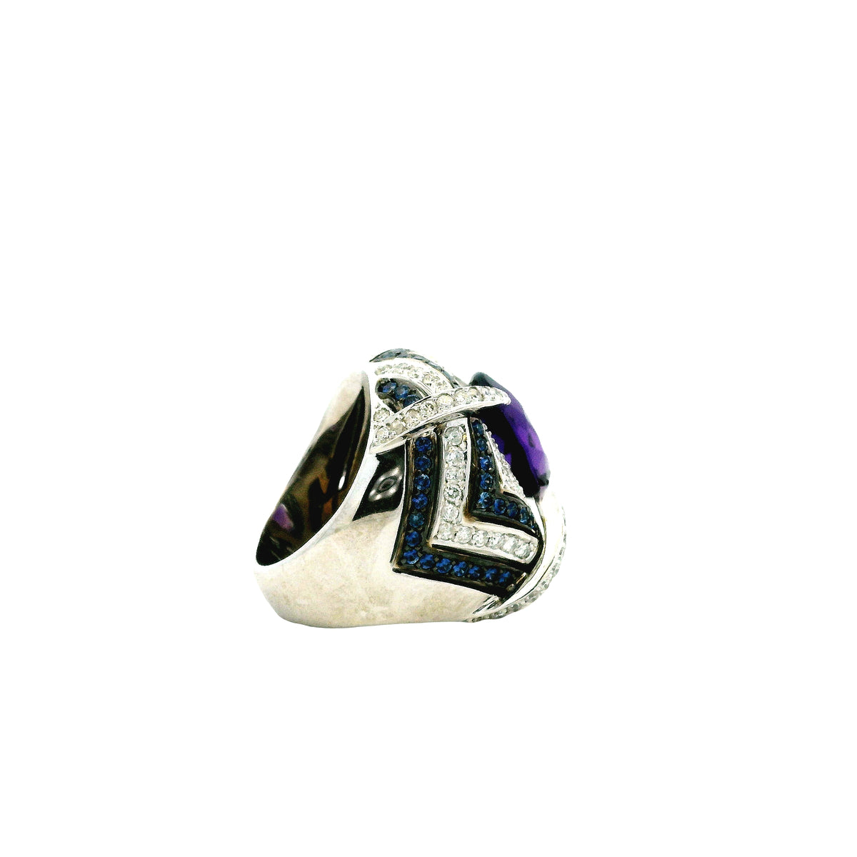 18k White Gold Amethyst and 3.00ctw Diamond Pavé Cocktail Ring — photo 10 of 12