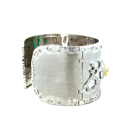 18k White Gold GIA Certified 6.72ct in Three Natural Emeralds and 1.98ctw Round Diamonds Hinged Cuff Bangle… — photo 10 of 12