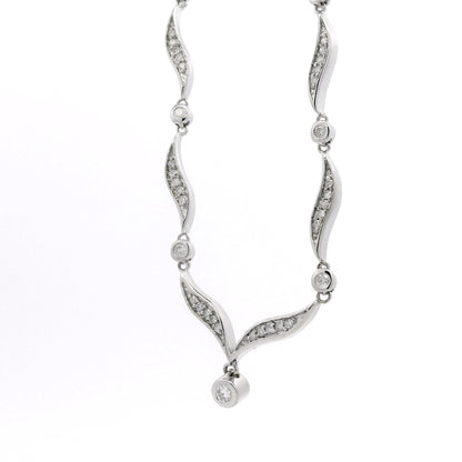 14k White Gold 0.90ctw Round Brilliant Diamond V-Shaped Necklace — photo 10 of 10