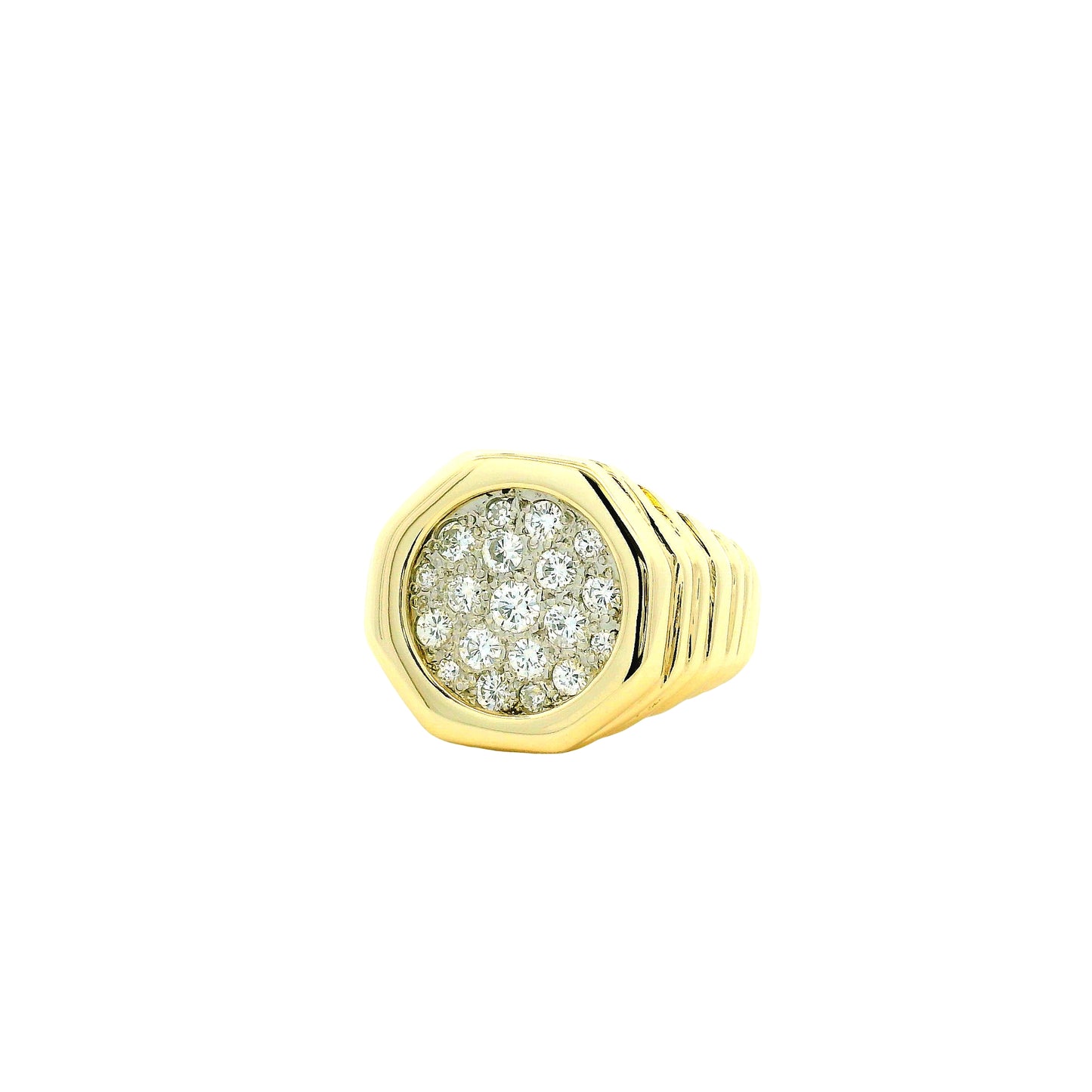 14k Yellow Gold 1.8ctw Round Diamond Pavé Cluster Cocktail Ring — photo 10 of 11