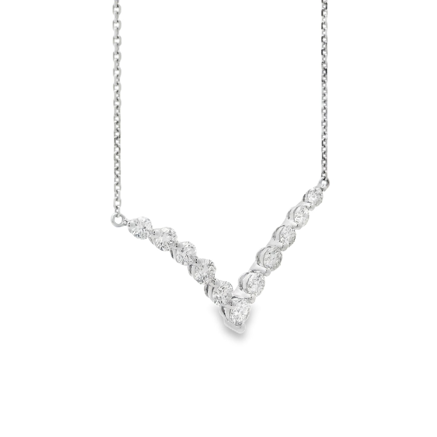 18k White Gold 1.32ctw Round Brilliant Diamond V-Shaped Necklace — photo 10 of 10