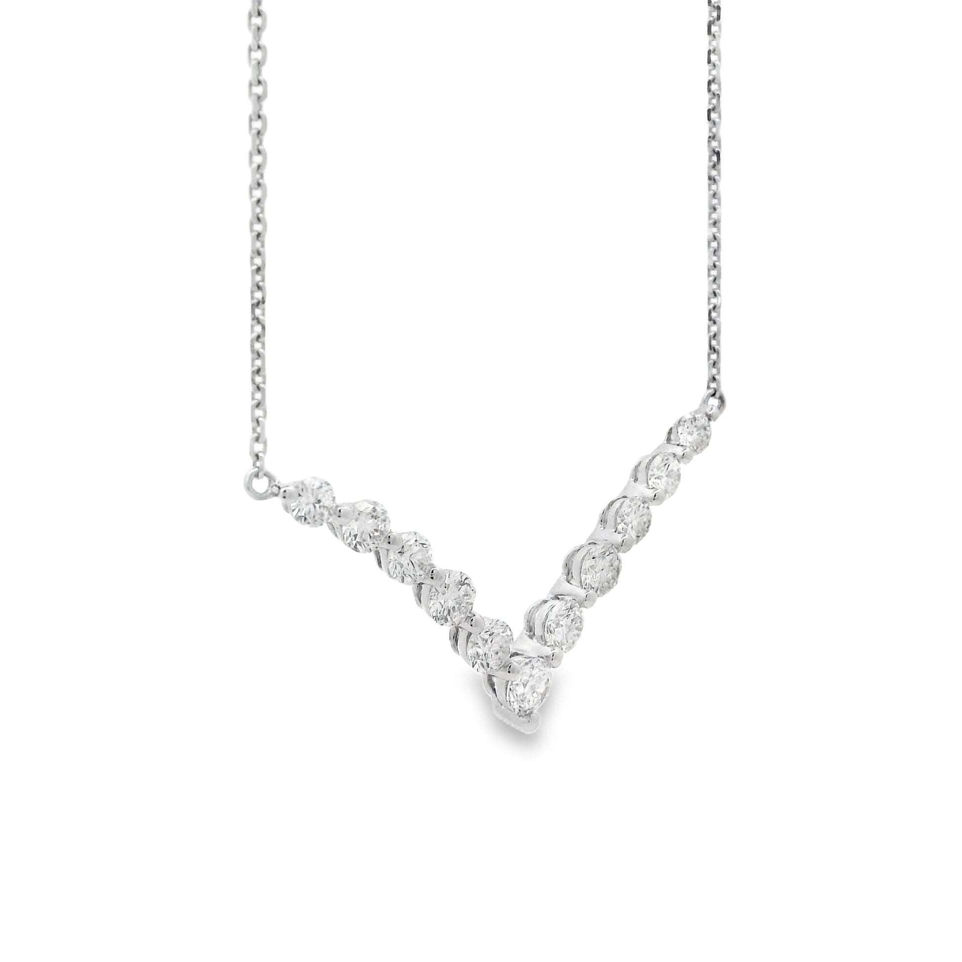 18k White Gold 1.32ctw Round Brilliant Diamond V-Shaped Necklace — photo 10 of 10