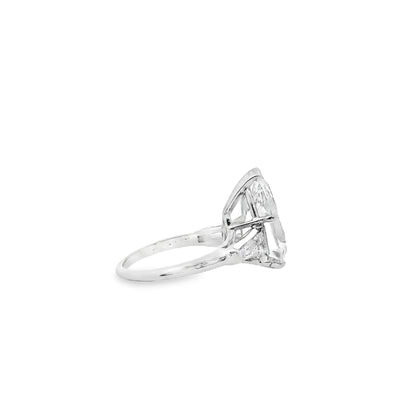 Platinum 4.69ct GIA Pear Cut Diamond Tapered Baguette Three-Stone Engagement Ring — photo 10 of 11