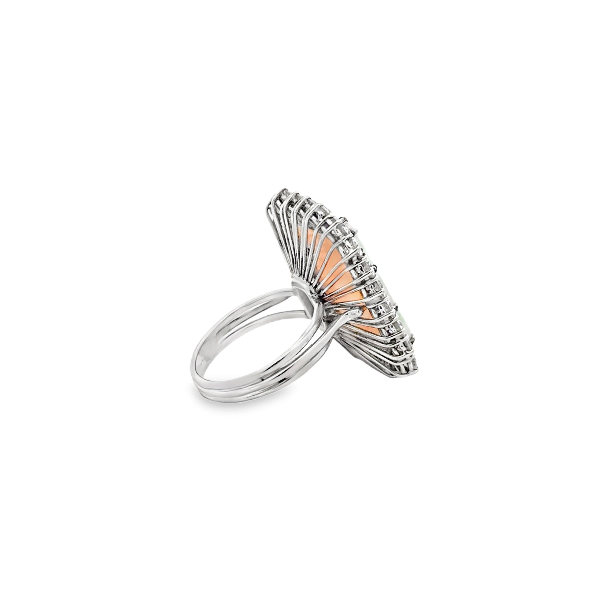 18k White Gold Natural Opal and 2.40ctw Diamond Halo Cocktail Ring — photo 10 of 11
