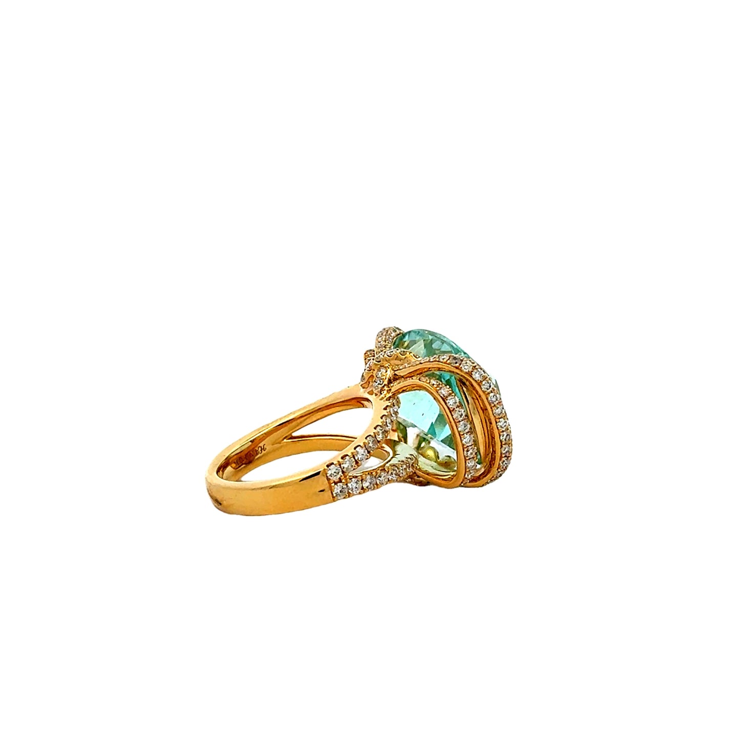 18k Yellow Gold 17.68ct Cushion Cut Aquamarine Halo Cocktail Ring — photo 10 of 10