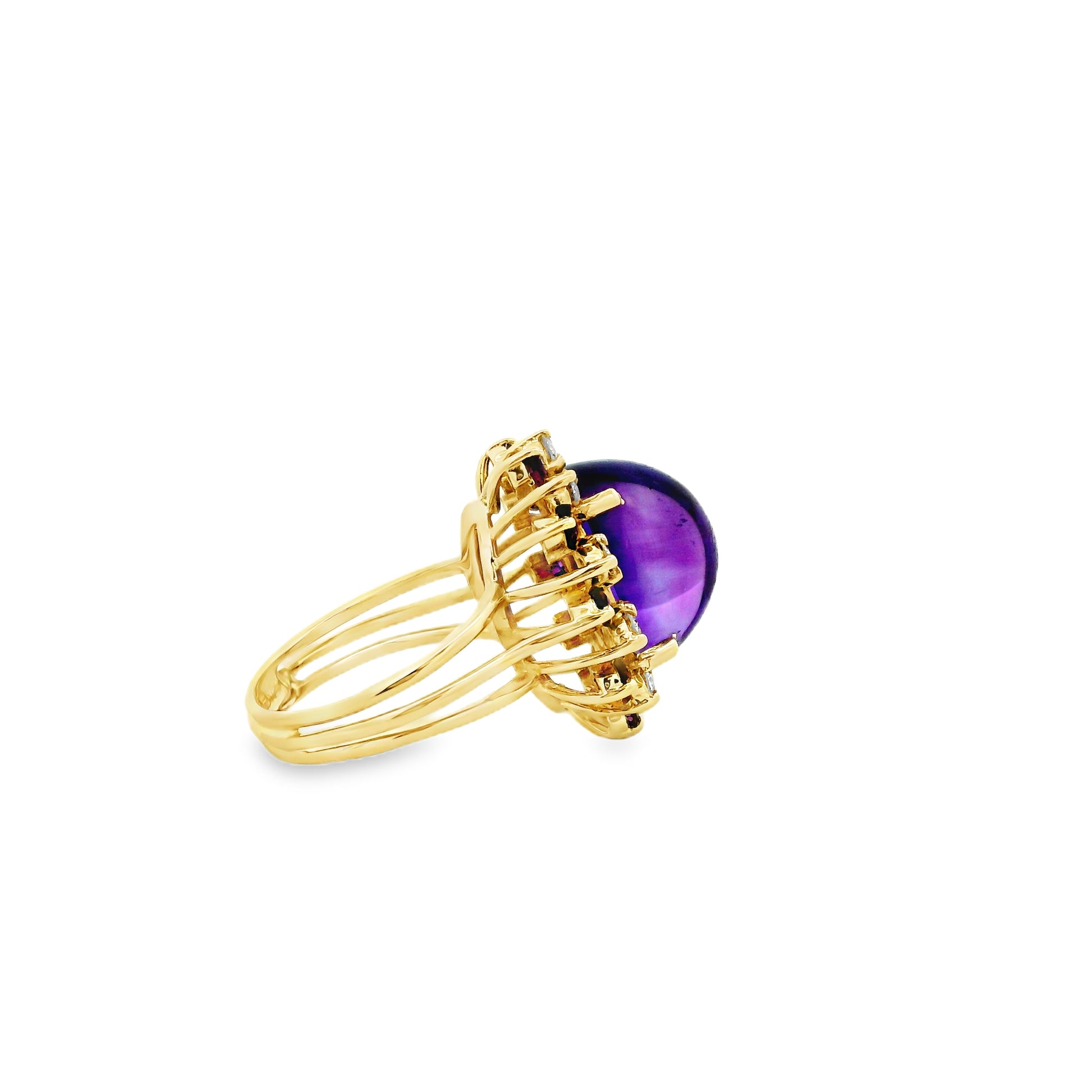 14k Yellow Gold 1.50ct Oval Amethyst Halo Cocktail Ring — photo 10 of 12