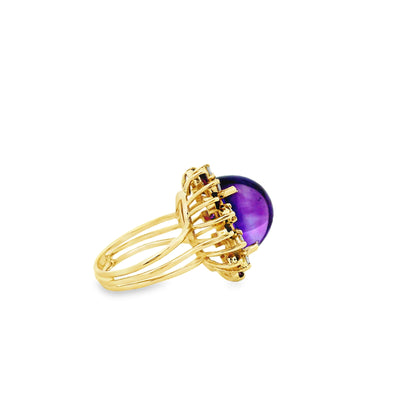 14k Yellow Gold 1.50ct Oval Amethyst Halo Cocktail Ring — photo 10 of 12