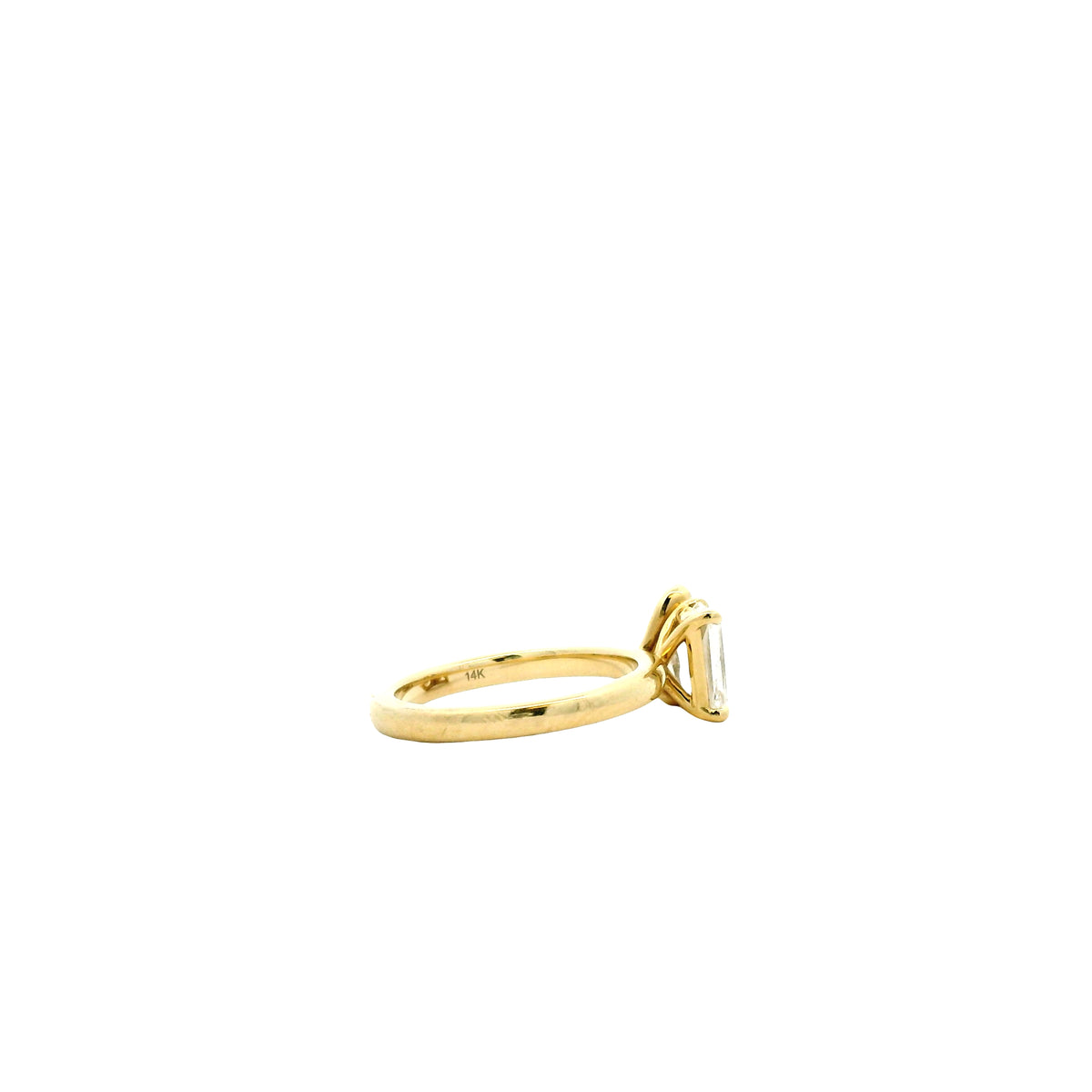 14k Yellow Gold GIA Certified 1.01ct Rectangular Brilliant and 0.80ct Pear Cut Diamond Toi Et Moi Ring — photo 10 of 12