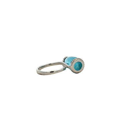 18k White Gold GIA Certified 12.66ct Aquamarine and 0.24ctw Diamond Ring — photo 10 of 11