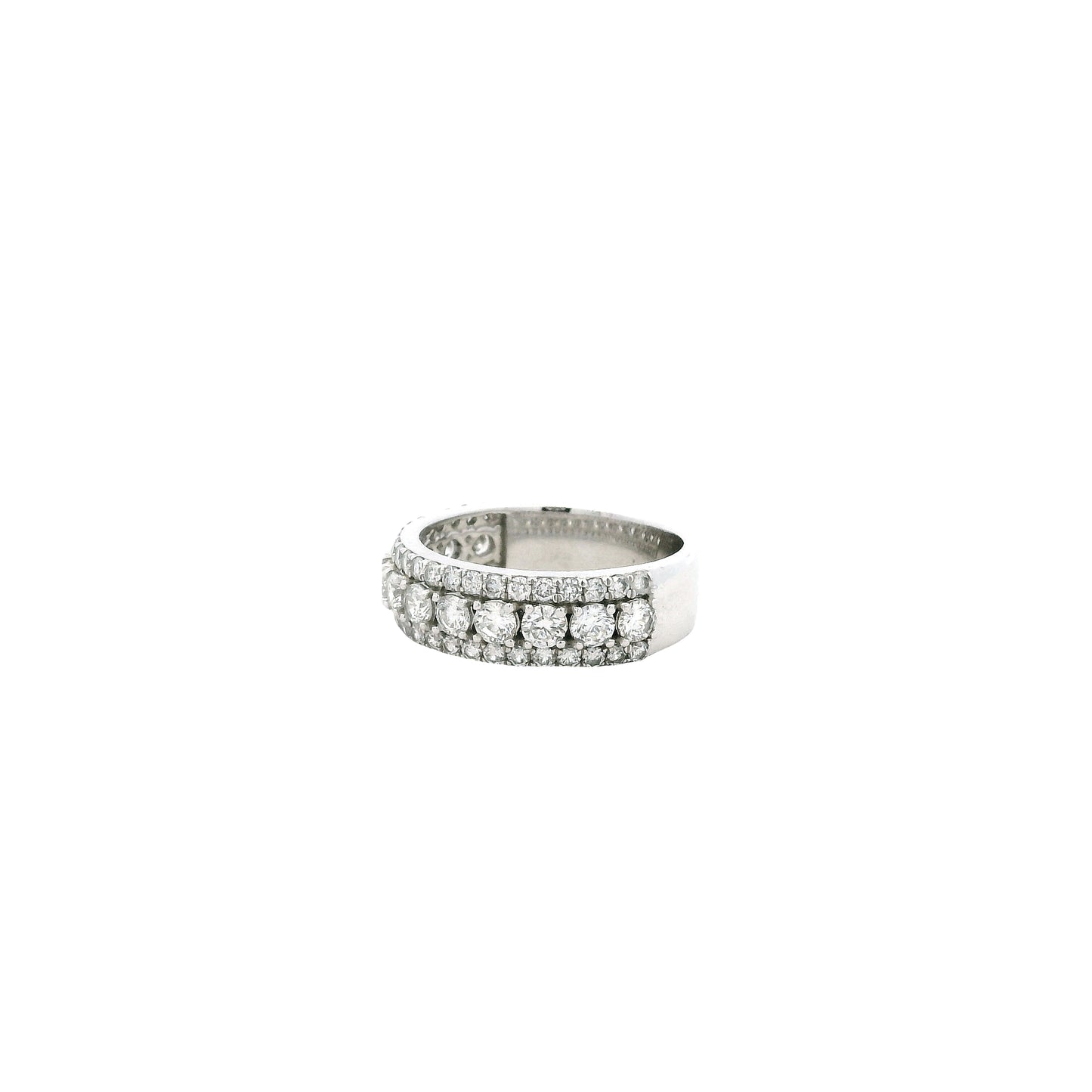 14k White Gold 1.79ctw Round Brilliant Lab Diamond Three-Row Halfway Band Ring — photo 10 of 12