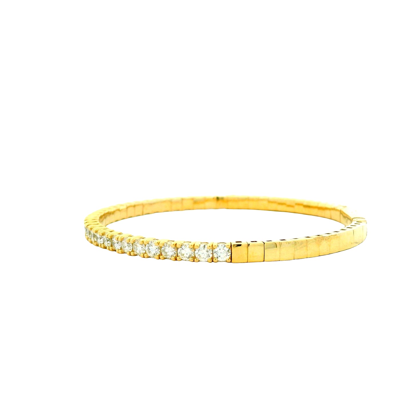 14k Yellow Gold 3.15ctw Round Brilliant Diamond Halfway Bangle Bracelet — photo 10 of 13