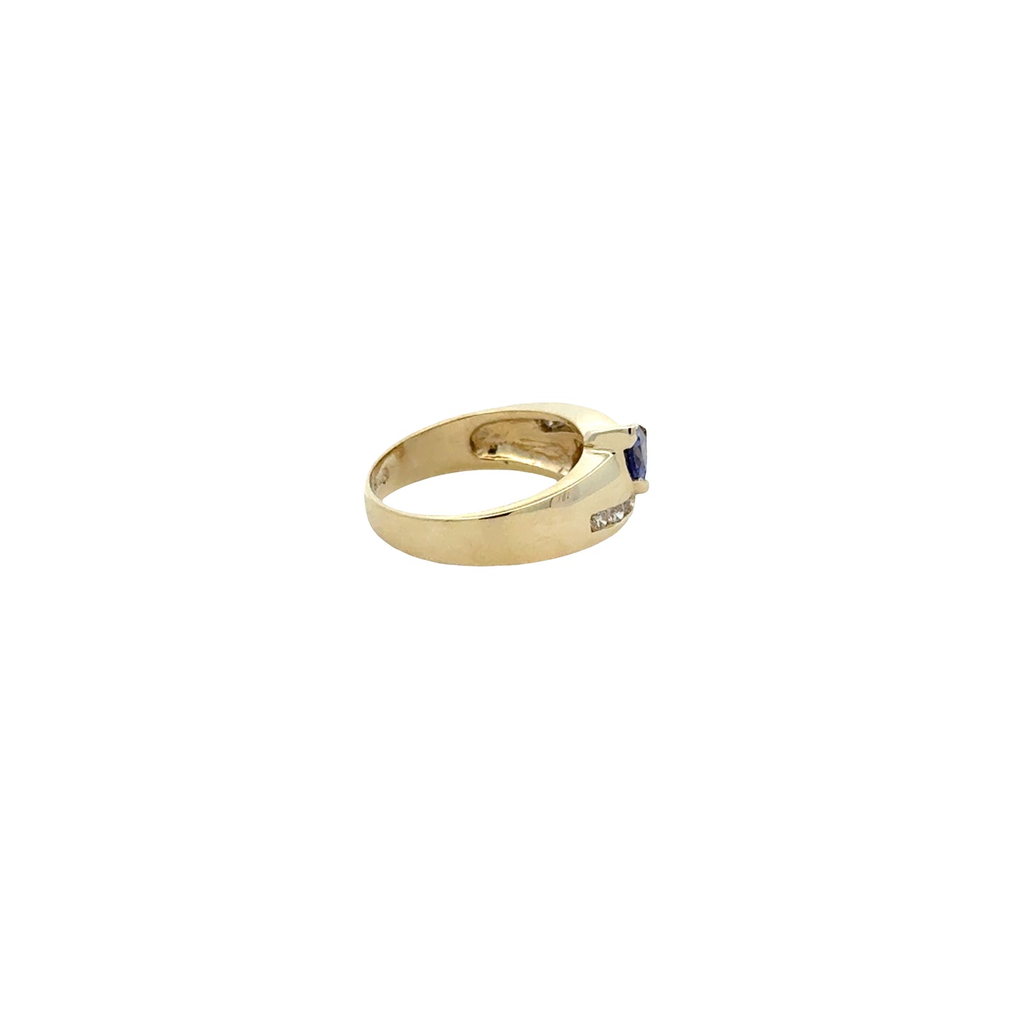 14k Yellow Gold Two-Stone Heart Tanzanite and 0.25ctw Diamond Ring — photo 10 of 12