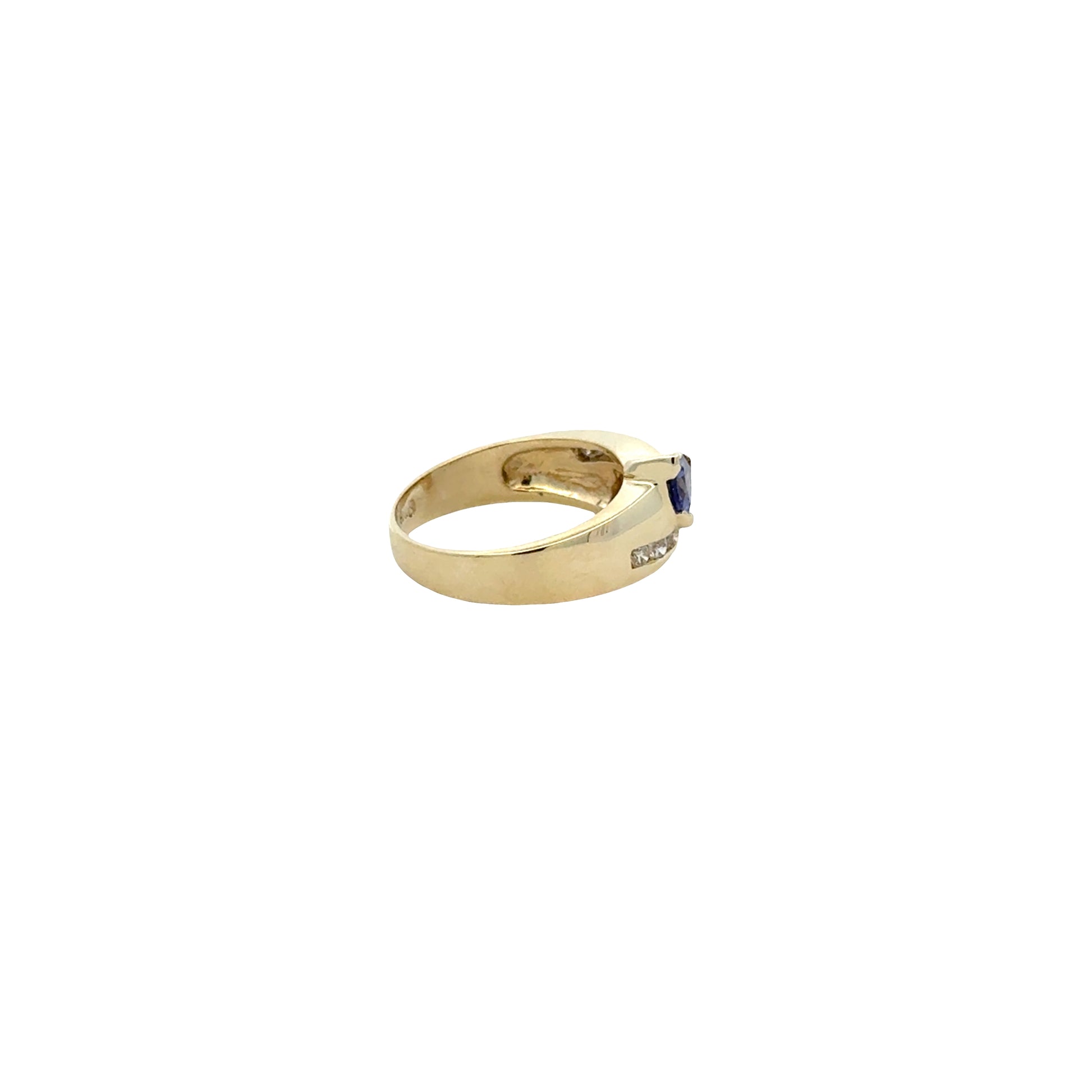 14k Yellow Gold Two-Stone Heart Tanzanite and 0.25ctw Diamond Ring — photo 10 of 12