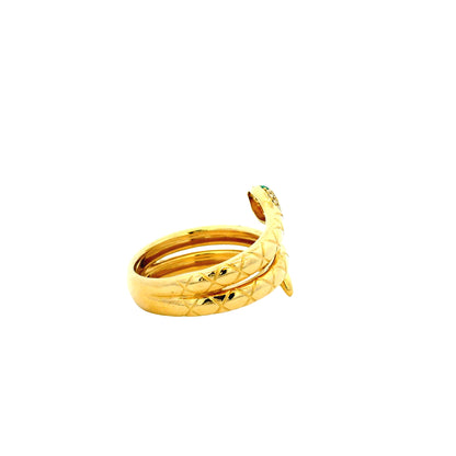 14k Yellow Gold 0.10ctw Diamond and Emerald Snake Wrap Ring — photo 10 of 13