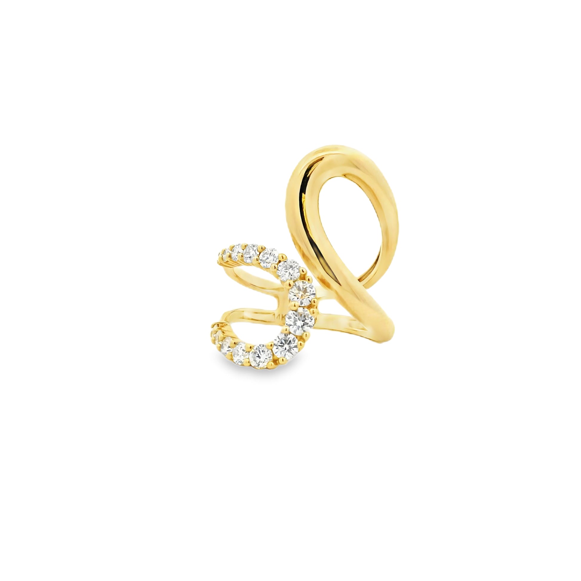 14k Yellow Gold 0.80ctw Round Brilliant Diamond Double Crossover Ring — photo 10 of 17