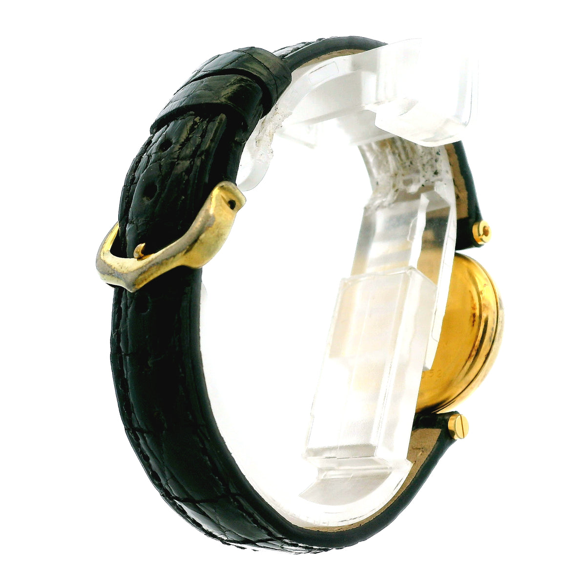 Must de Cartier Vendome 18k Gold Plated Black Dial Leather Strap Watch — photo 10 of 12