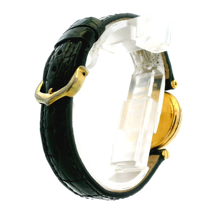Must de Cartier Vendome 18k Gold Plated Black Dial Leather Strap Watch — photo 10 of 12