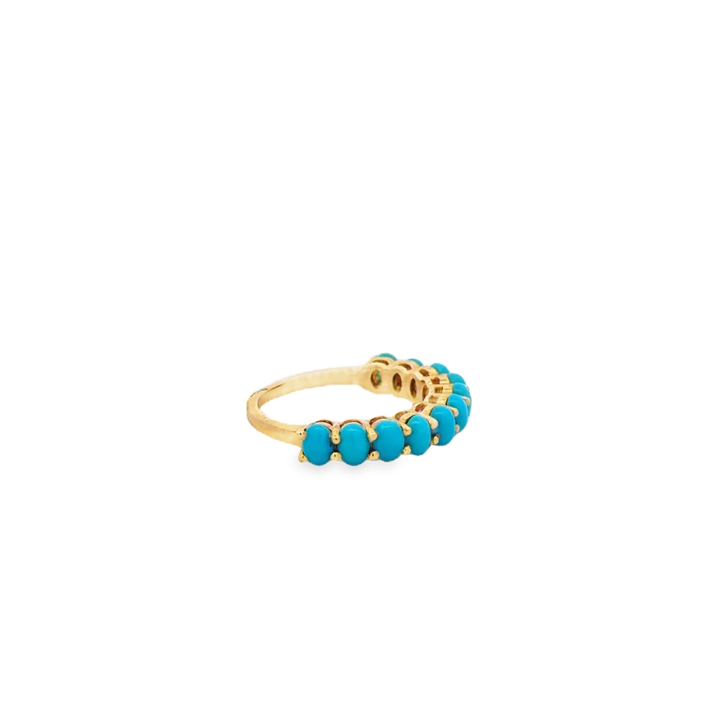 14k Yellow Gold Natural Turquoise Oval Cabochon Cocktail Ring — photo 10 of 11