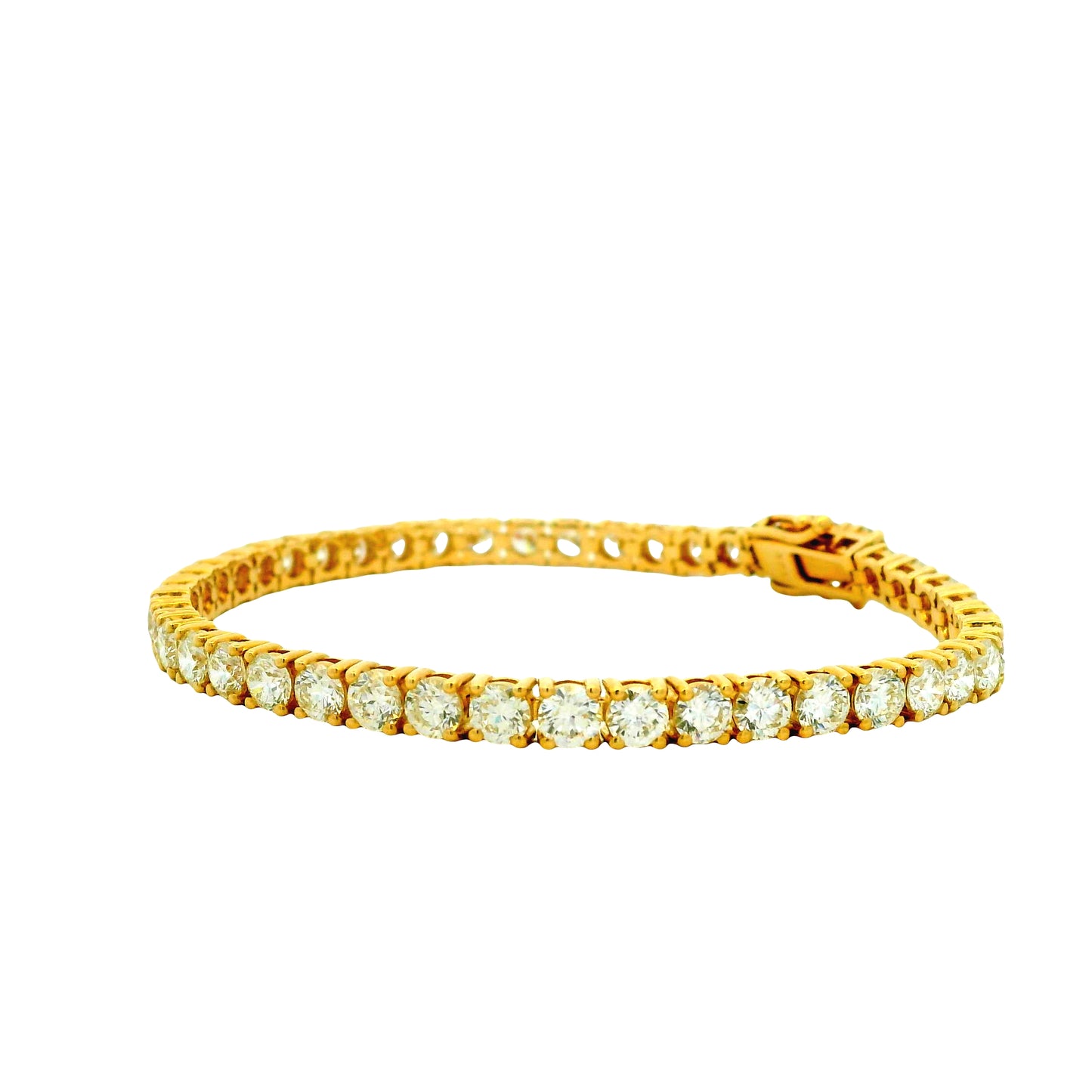 14k Yellow Gold 9.70ctw Round Brilliant Natural Diamond Tennis Bracelet — photo 10 of 12