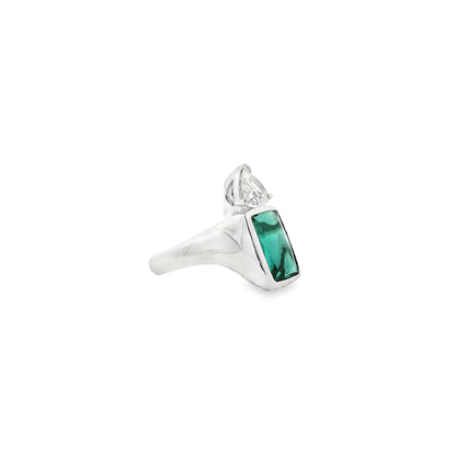 Platinum 4ct Tourmaline and 0.90ctw Trilliant Cut Diamond Ring — photo 10 of 12