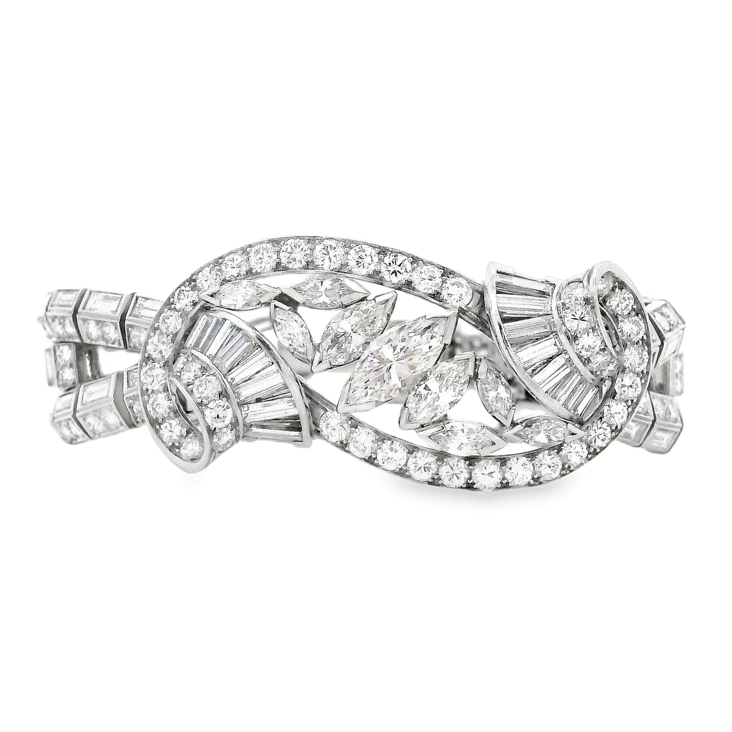 Platinum 15.28ctw Mixed Cut Natural Diamond Cluster Bracelet — photo 10 of 10