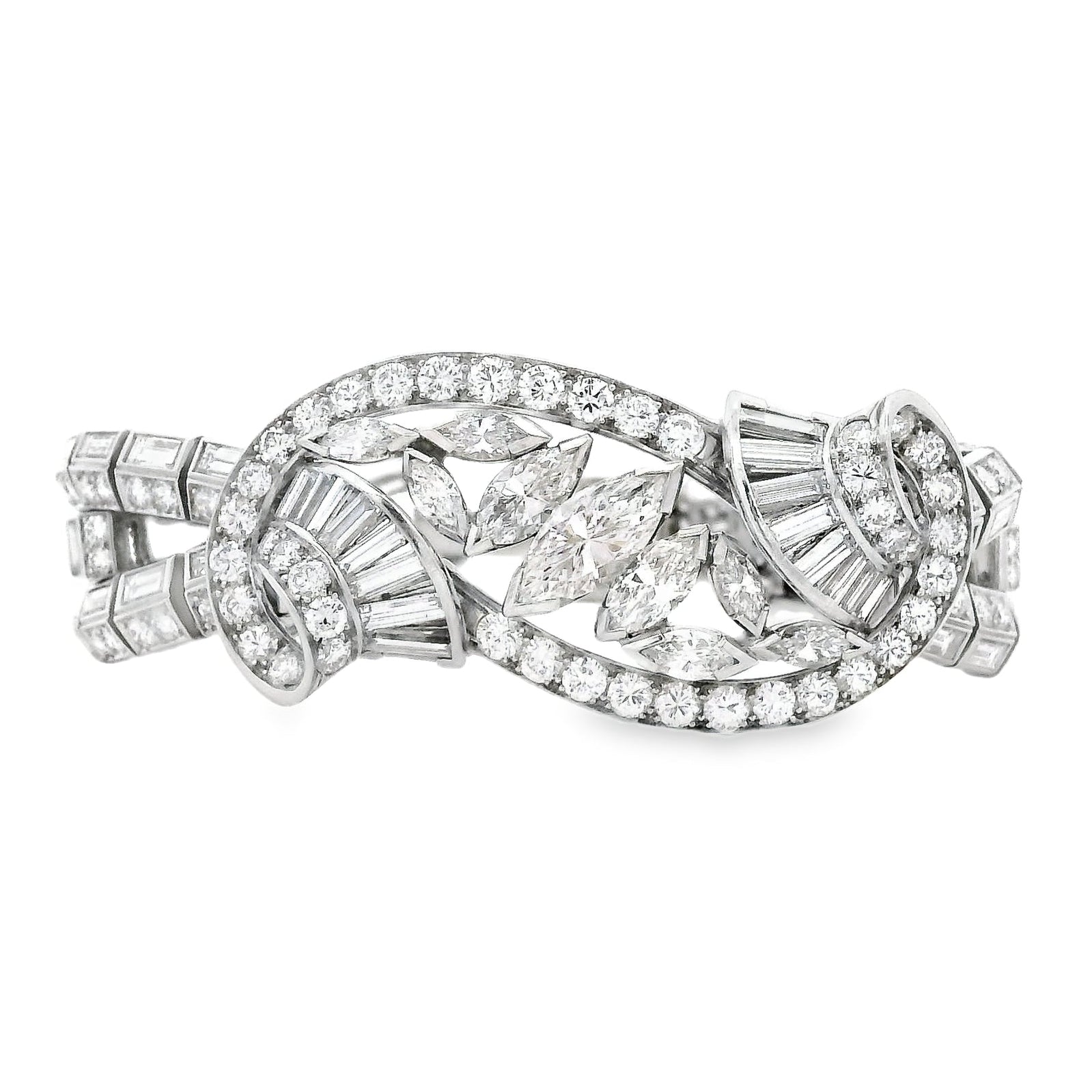 Platinum 15.28ctw Mixed Cut Natural Diamond Cluster Bracelet — photo 10 of 10