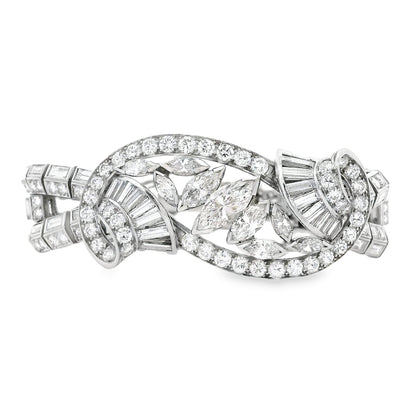 Platinum 15.28ctw Mixed Cut Natural Diamond Cluster Bracelet — photo 10 of 10