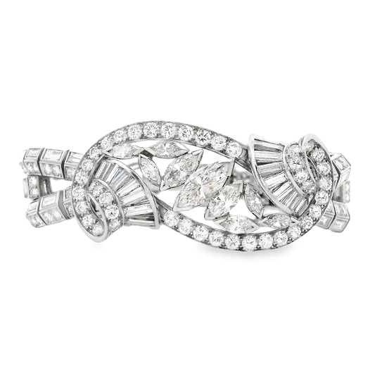 Platinum 15.28ctw Mixed Cut Natural Diamond Cluster Bracelet — photo 10 of 10