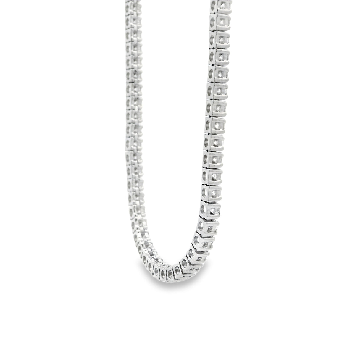 14k White Gold 7.13ctw Round Brilliant Diamond Tennis Necklace 18" — photo 10 of 13