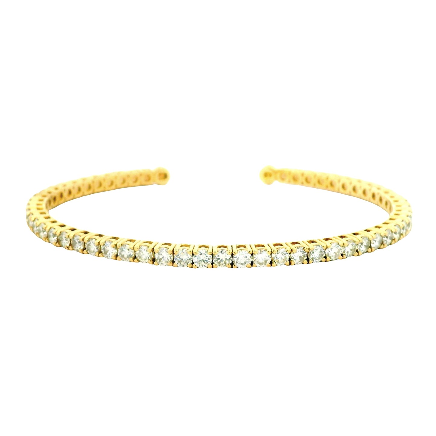 14k Yellow Gold 5.20ctw Round Brilliant Diamond Open Cuff Bangle Bracelet — photo 10 of 10